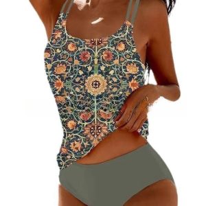 Stilla | Retro Høj Talje Bikini Med Strandtryk Mode