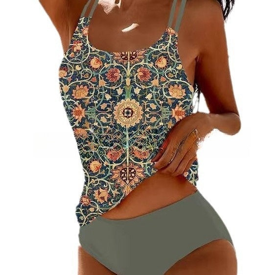Stilla | Retro Høj Talje Bikini Med Strandtryk Mode