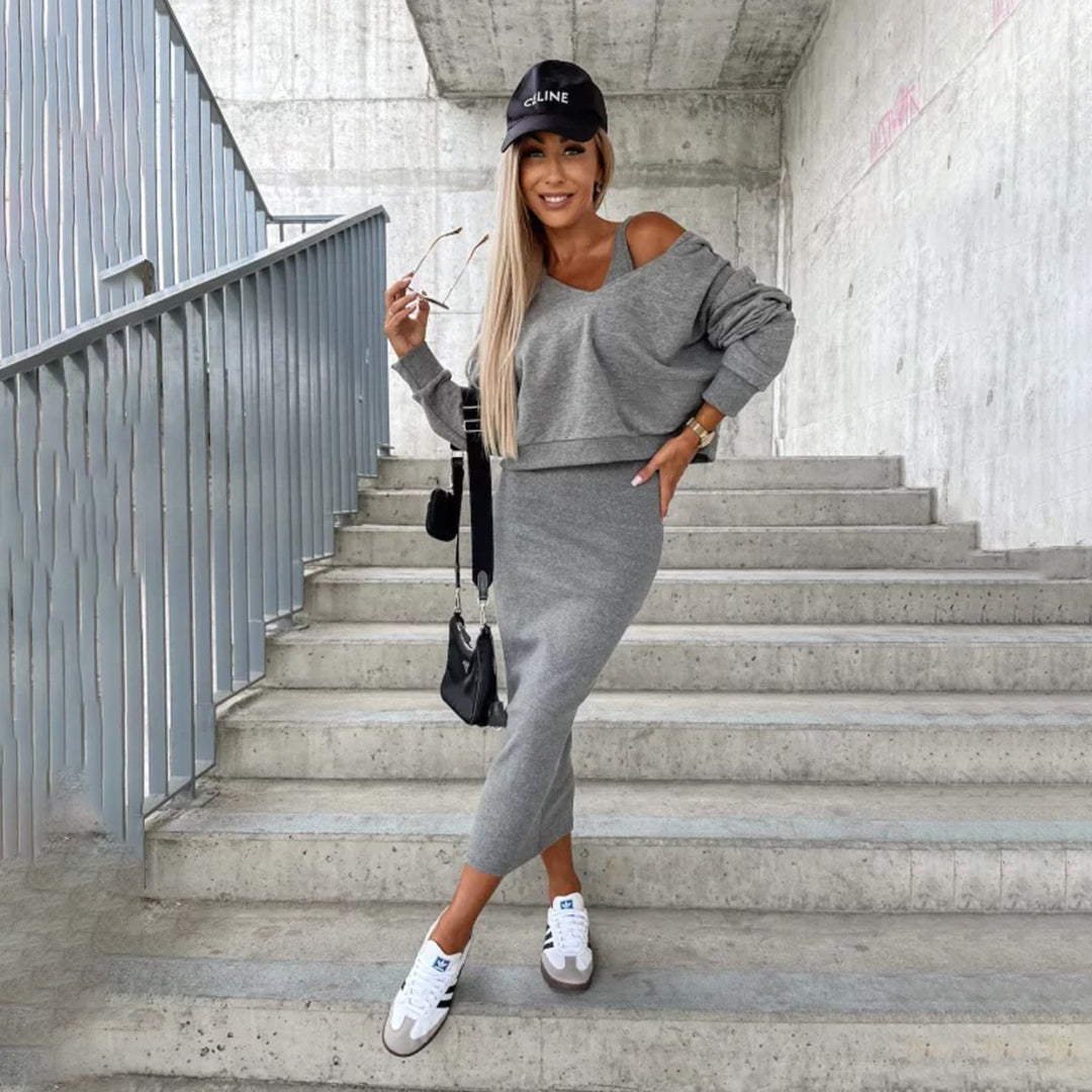 Stilla | Sæt Bestående Af Elegante Kjole Og Pullover For Et Elegant Look