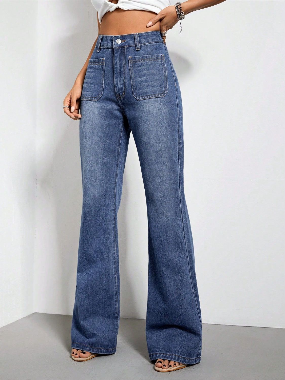 Stilla | Talje Bootcut Jeans med Lommer