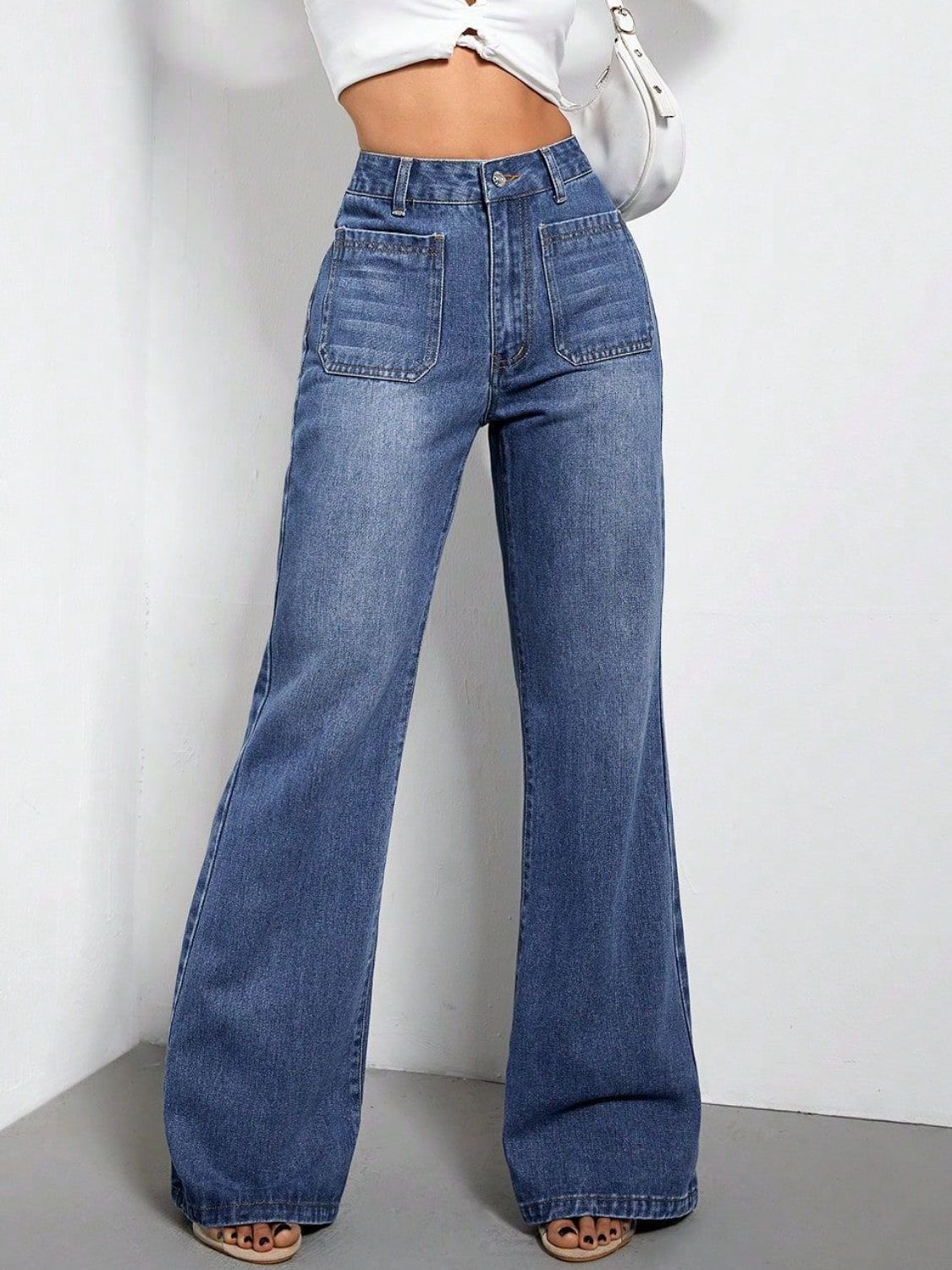 Stilla | Talje Bootcut Jeans med Lommer