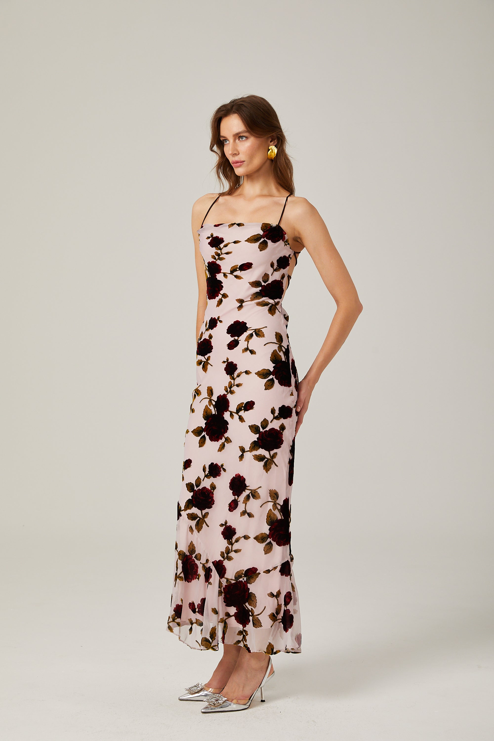 Stilla | Blomster Scoop Back Maxi Kjole Udsalg