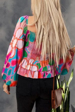 Stilla | Smocked Flæse Ballonærmer Bluse