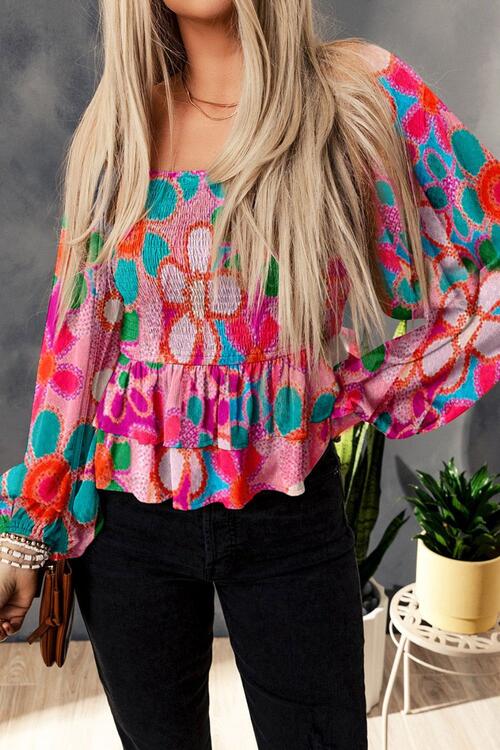 Stilla | Smocked Flæse Ballonærmer Bluse