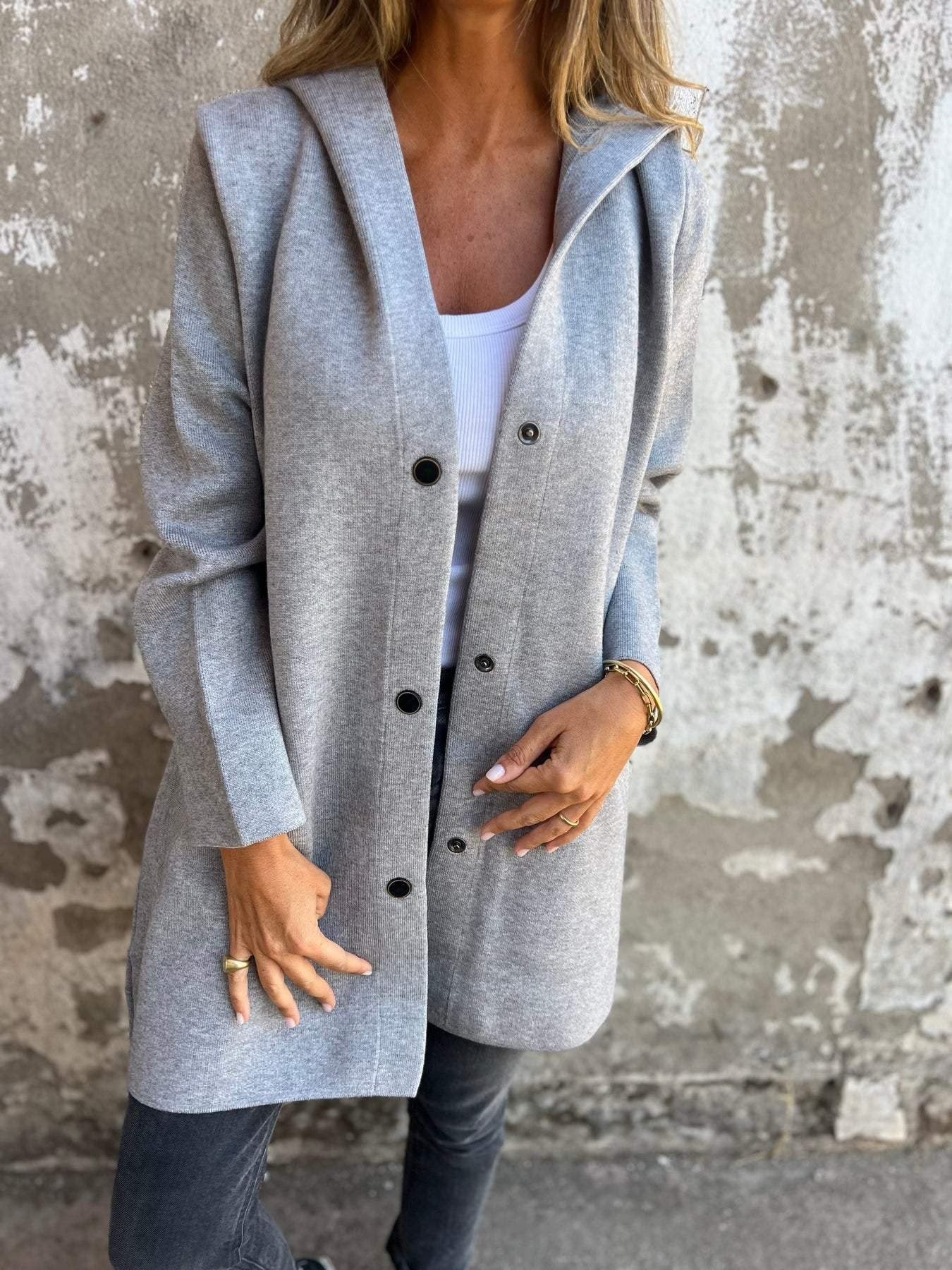 Stilla | Twill Hættepullover Med Enkel Knapliste Online salg