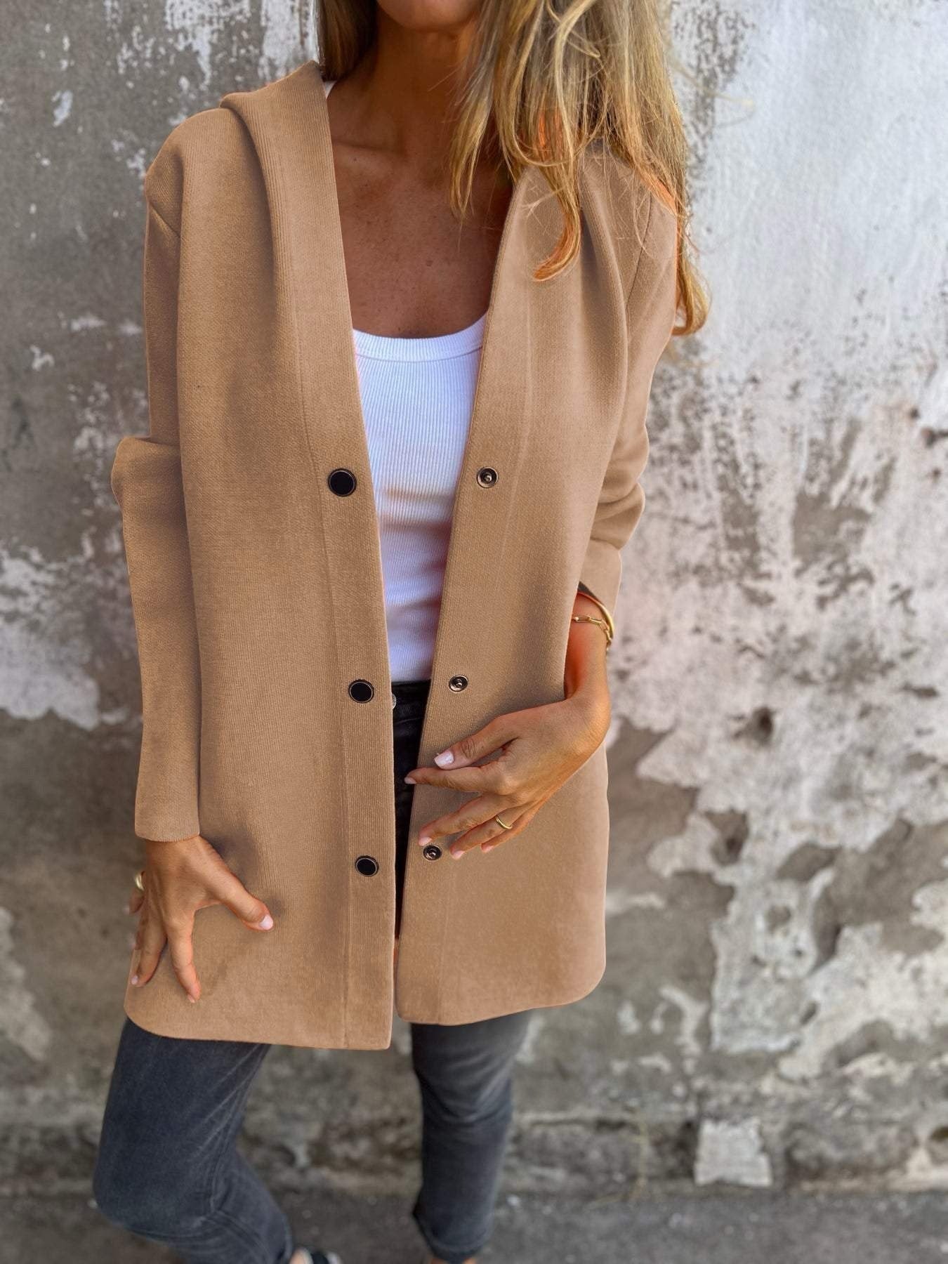 Stilla | Twill Hættepullover Med Enkel Knapliste Online salg