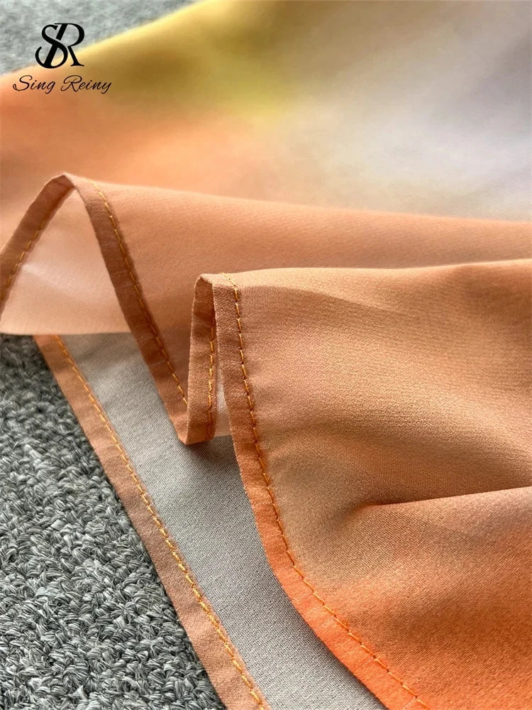 Stilla | Ferie Dragter Strapless Halter Strapless Topogzipper Tie Dye Nederdel Kvinde Mode Sexy to Delt Sæt Mode
