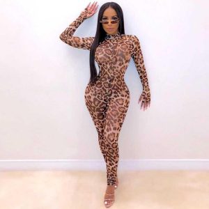 Stilla | Leopardmønster Jumpsuit Slim Fit