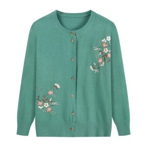 Stilla | Strikketrøje Fleur Turkis