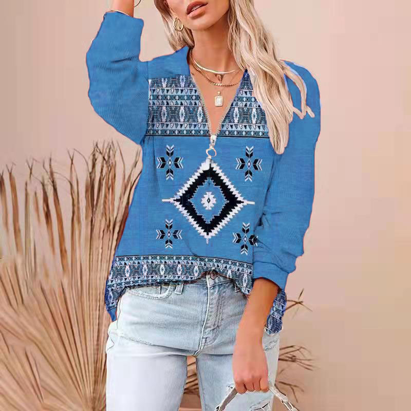 Stilla | Zip up Langærmet Krave Pullover Top Hot på udsalg