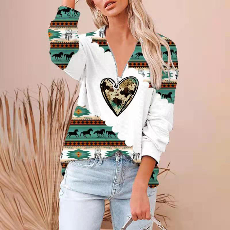 Stilla | Zip up Langærmet Krave Pullover Top Hot på udsalg