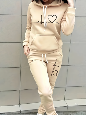 Stilla | Tracksuit Behagelig Tracksuit Med Hjerterytmeprint