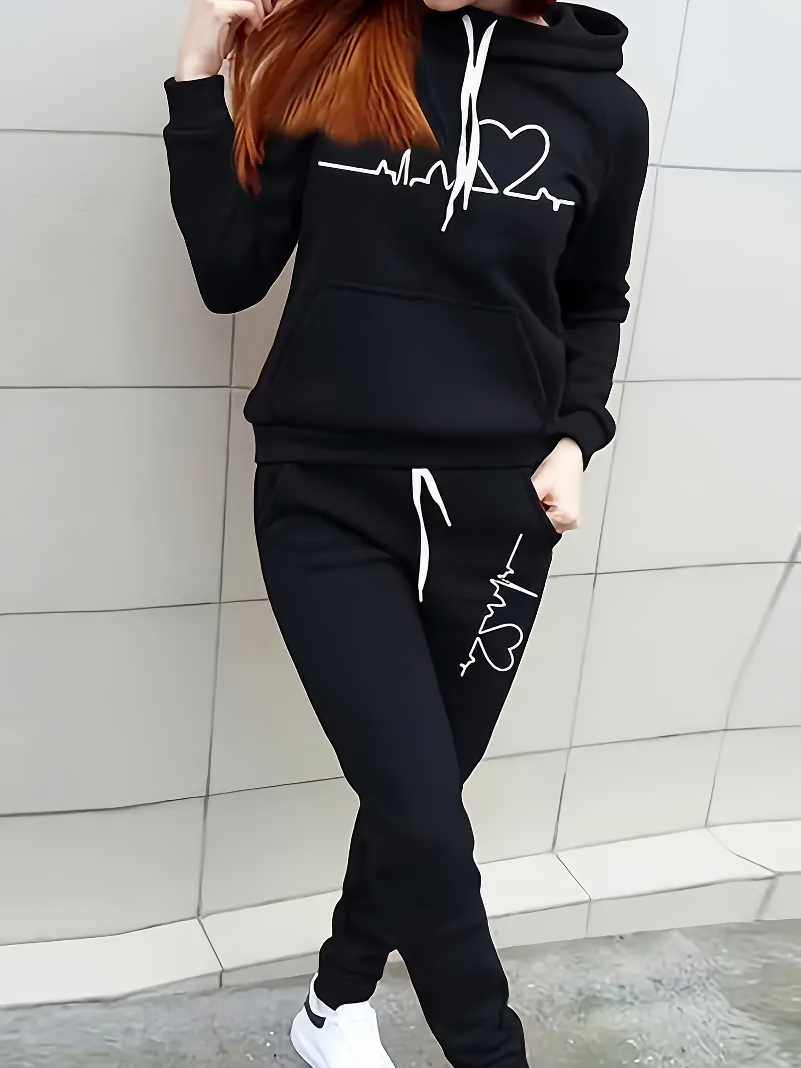Stilla | Tracksuit Behagelig Tracksuit Med Hjerterytmeprint