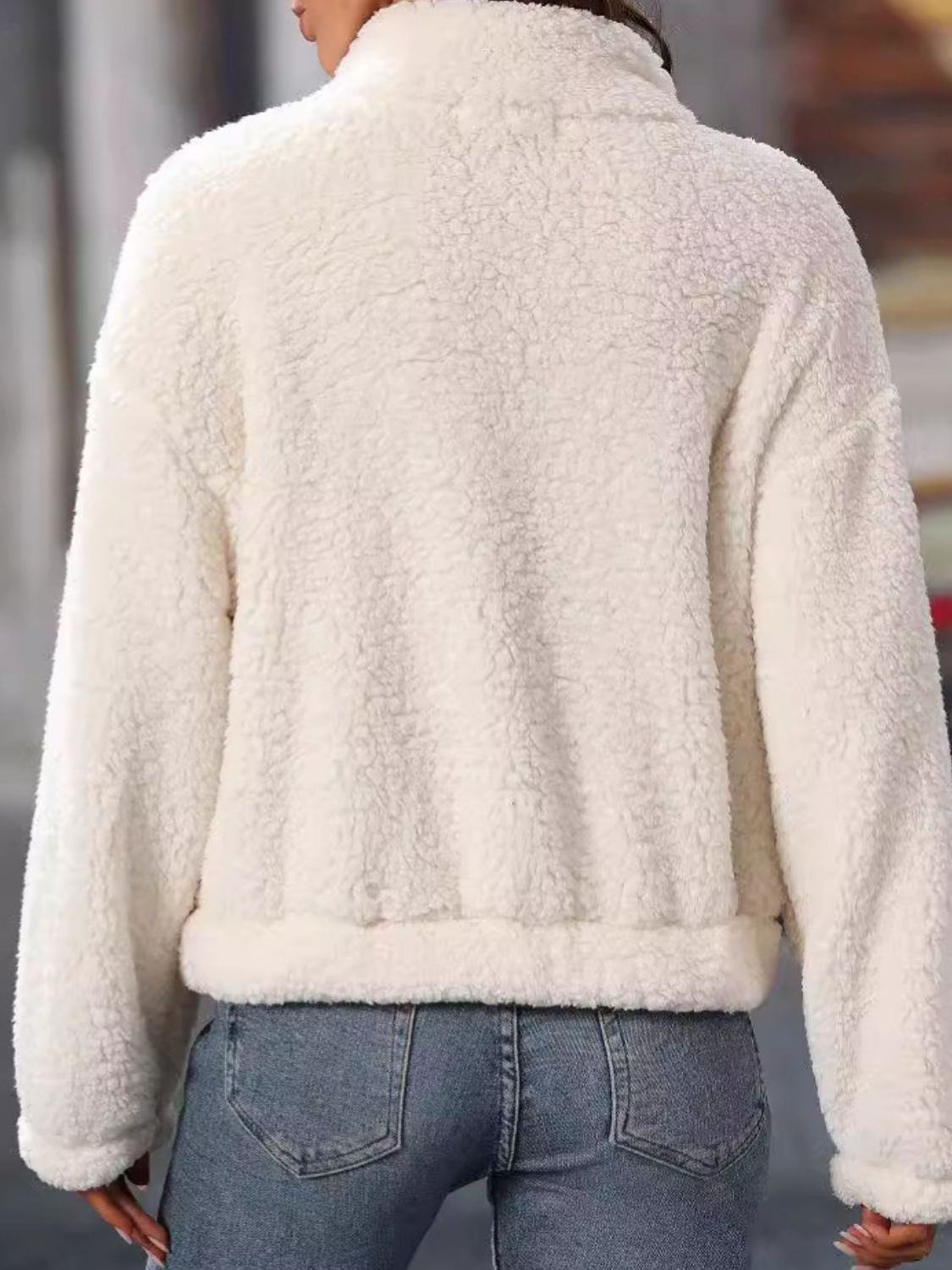 Stilla | Hjerte Halv-Zip Langærmet Teddy Sweatshirt Online Hot Salg