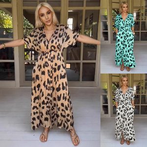 Stilla | Leopard-Kjole Tverrgrense Leopardprint Kjole