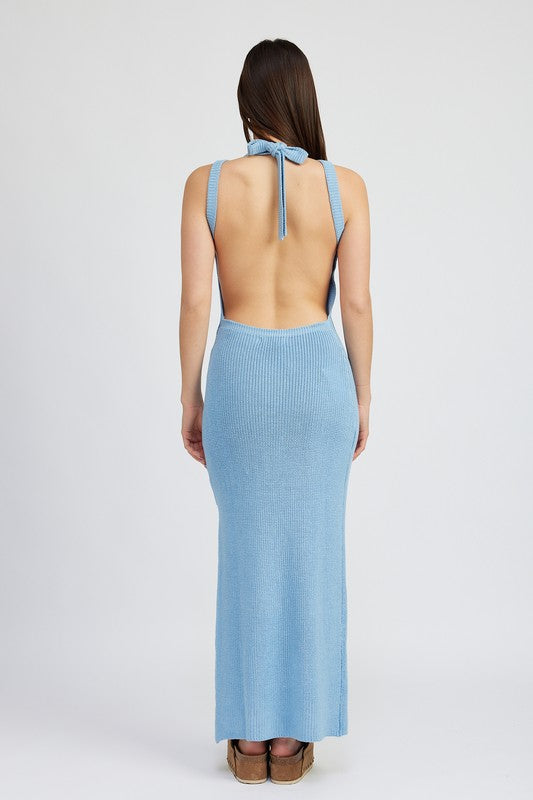 Stilla | Neck Maxi Kjole Med Åben Ryg