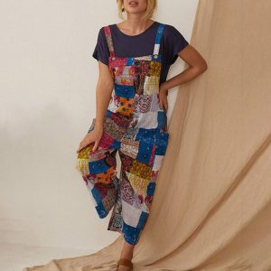 Stilla | Jumpsuit med Vide Ben og Vintageprint