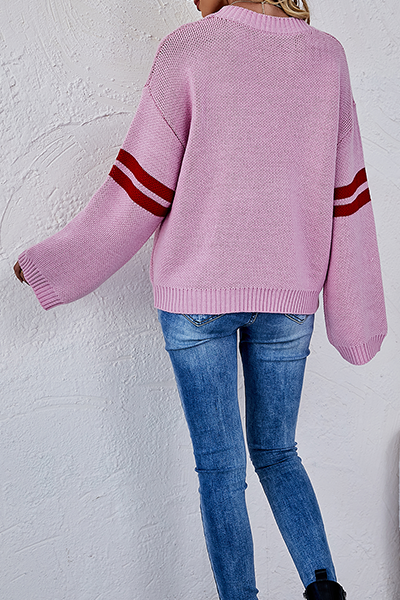 Stilla | Lækre Stribet Patchwork Sweater Med Rund Halsudskæring Og Kontrasterende Overdel