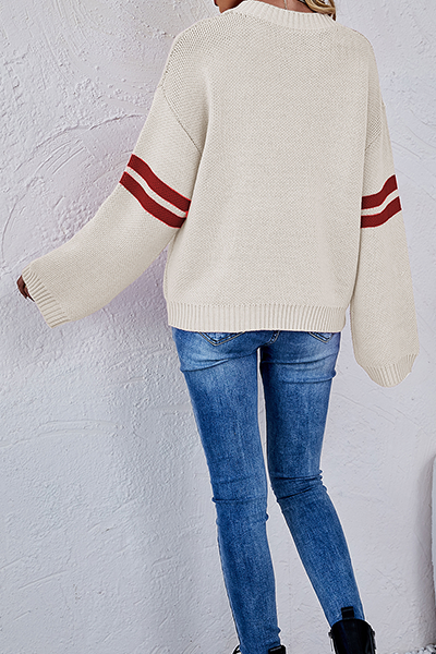 Stilla | Lækre Stribet Patchwork Sweater Med Rund Halsudskæring Og Kontrasterende Overdel