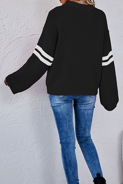 Stilla | Lækre Stribet Patchwork Sweater Med Rund Halsudskæring Og Kontrasterende Overdel