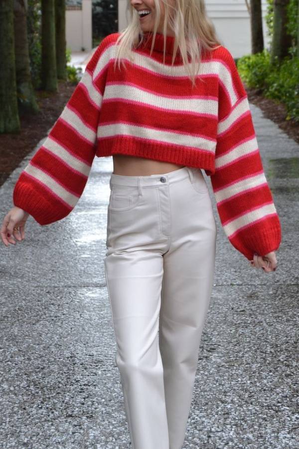Stilla | Fashionabel Stribet Oversize-rullekravepullover Med Lange Ærmer
