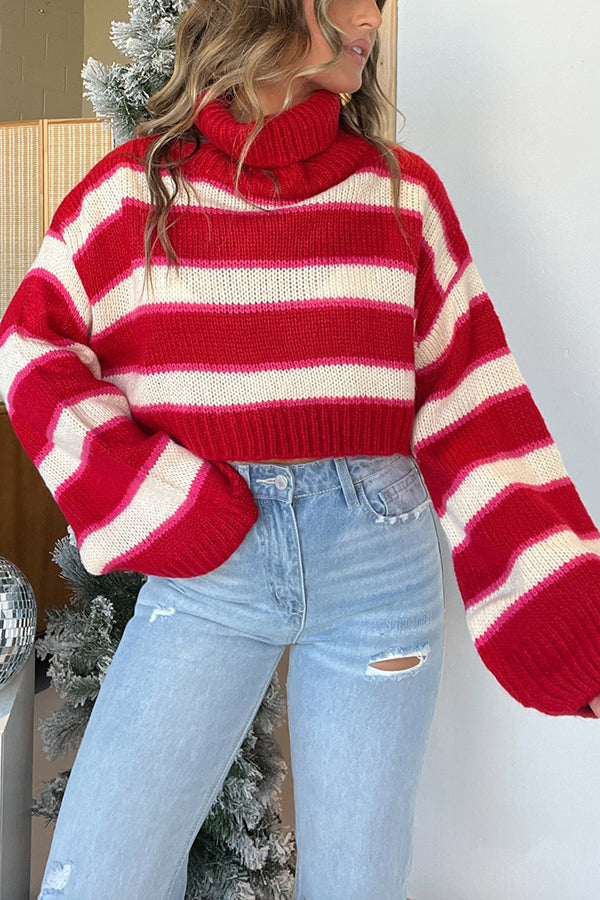 Stilla | Fashionabel Stribet Oversize-rullekravepullover Med Lange Ærmer