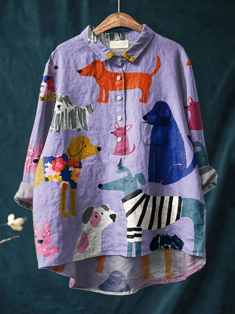 Stilla | Hundeillustration På Casual T-shirt Online Hot Salg