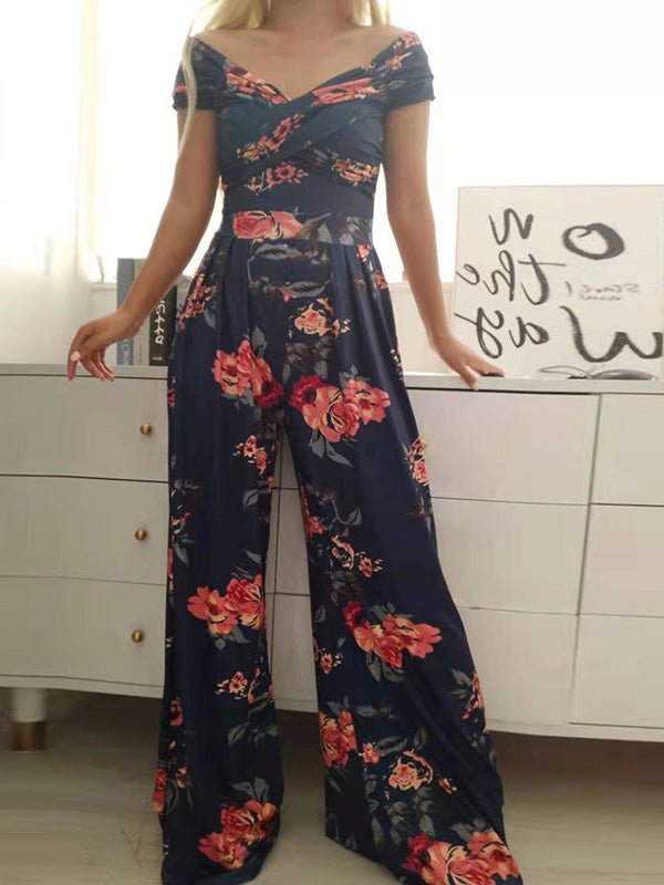 Stilla | Kvinder Jumpsuits Off Shoulder Print Høj Talje Bred Ben Jumpsuit Online nu