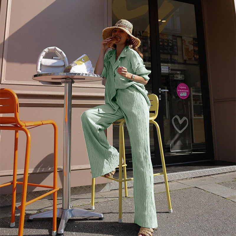 Stilla | Loungeset med vide bukser og bluse