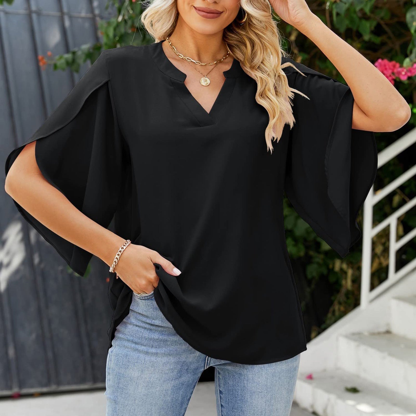 Stilla | Elegant V-hals Top Online salg