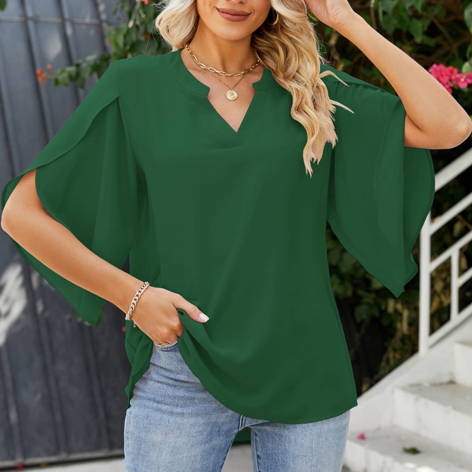 Stilla | Elegant V-hals Top Online salg