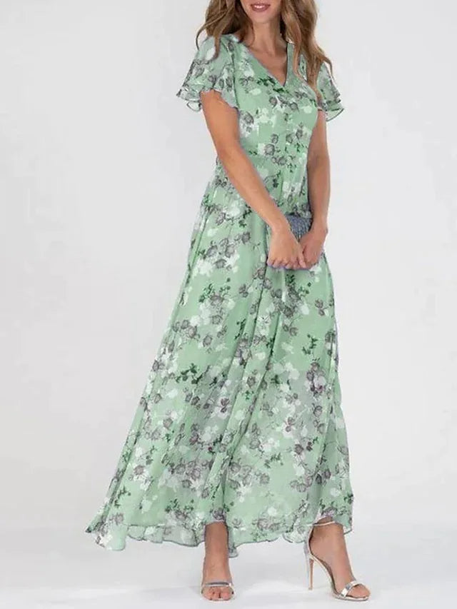 Stilla | Elegante Sommer Blomstret Maxi Kjole