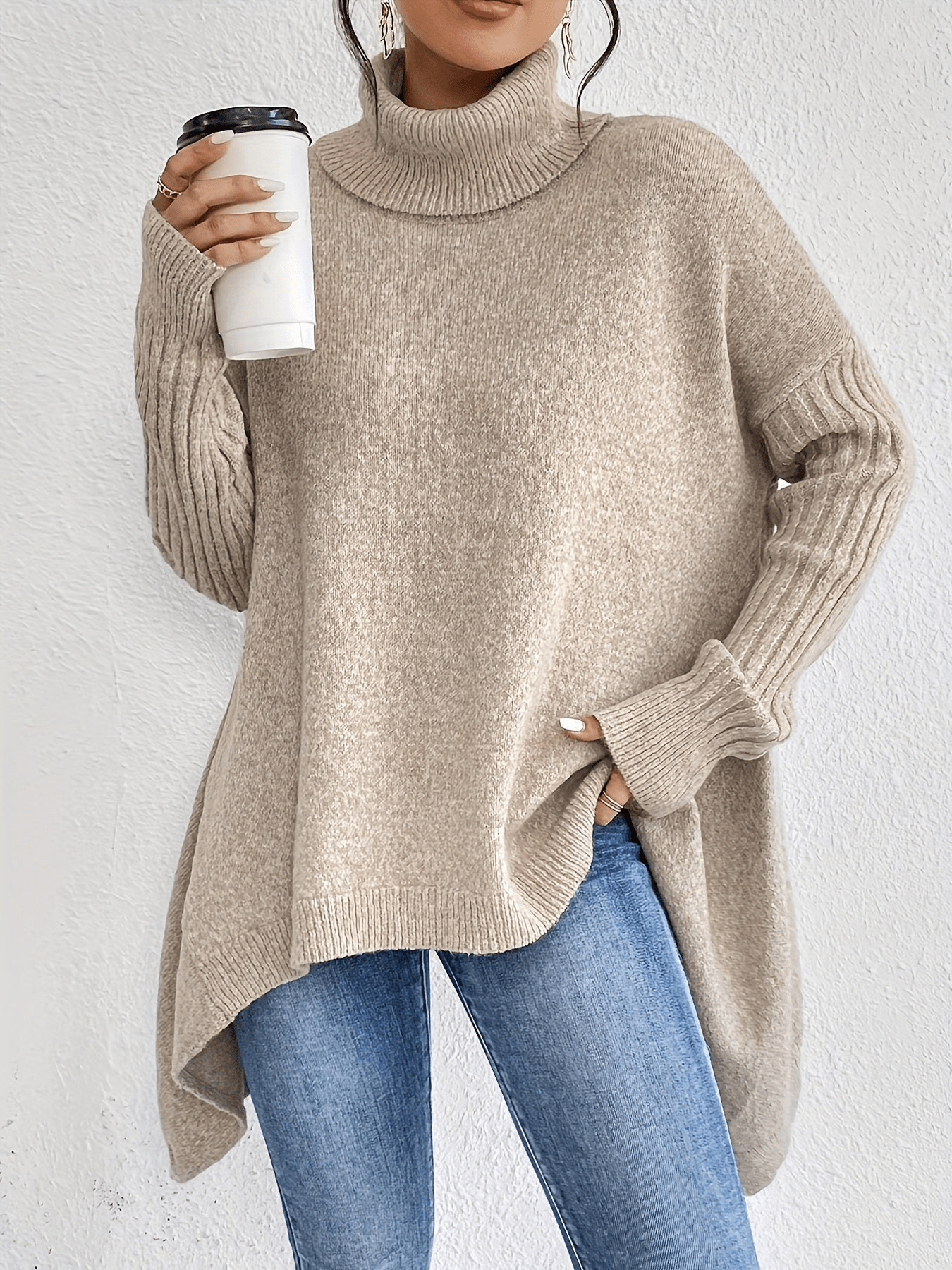 Stilla | Læderagtig bomuldsrullekravepullover dame pullover jumper vest