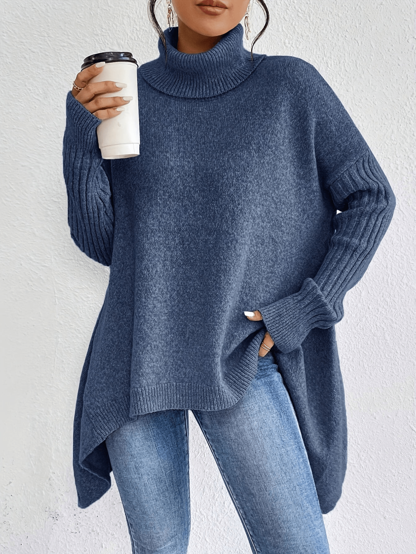 Stilla | Læderagtig bomuldsrullekravepullover dame pullover jumper vest
