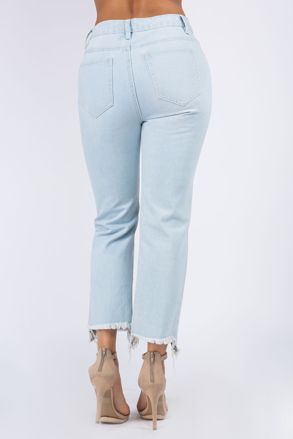 Stilla | Bazi Høj Talje Distressed Raw Hem Jeans Mode