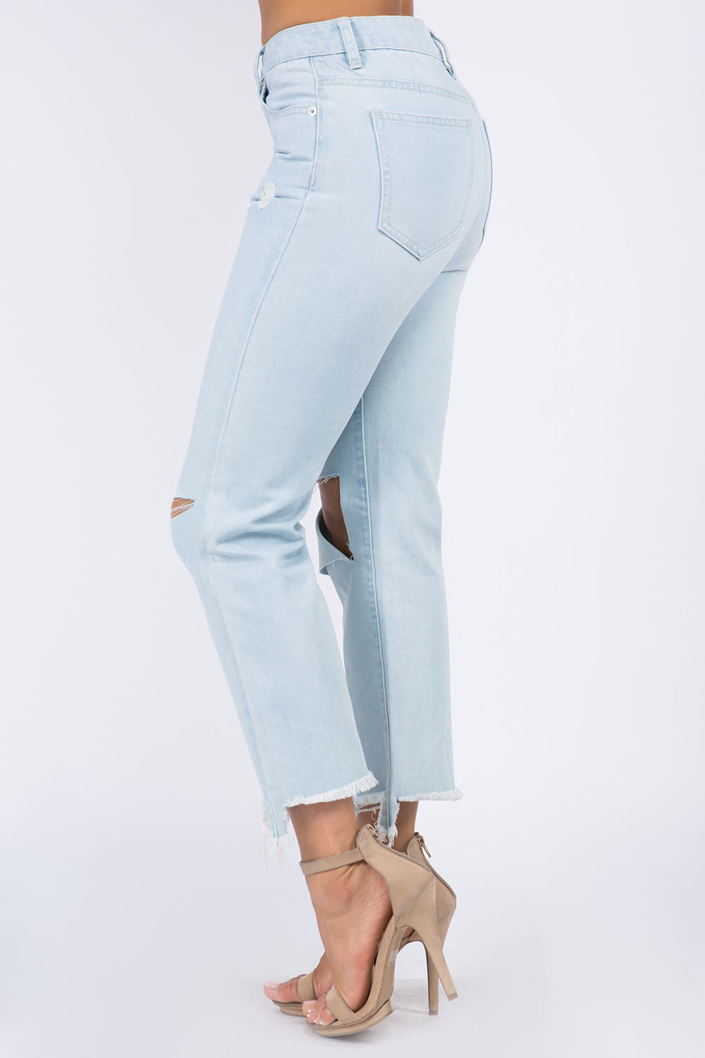Stilla | Bazi Høj Talje Distressed Raw Hem Jeans Mode
