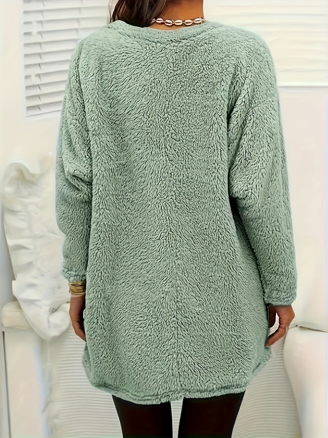 Stilla | Lang Teddy Tunika med Lommer Polyester Varm & Stilfuld Rabat