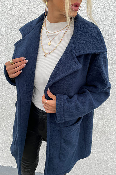 Stilla | Mode Elegant Udendørs Tøj Med Solid Patchwork Lommer og Omklappelig Krave Online nu