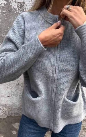 Stilla | Bomulds cardigan med lynlås