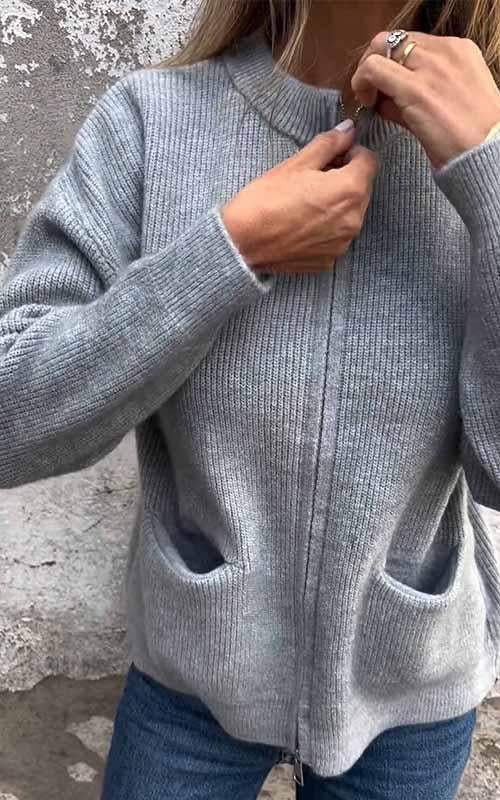 Stilla | Bomulds cardigan med lynlås