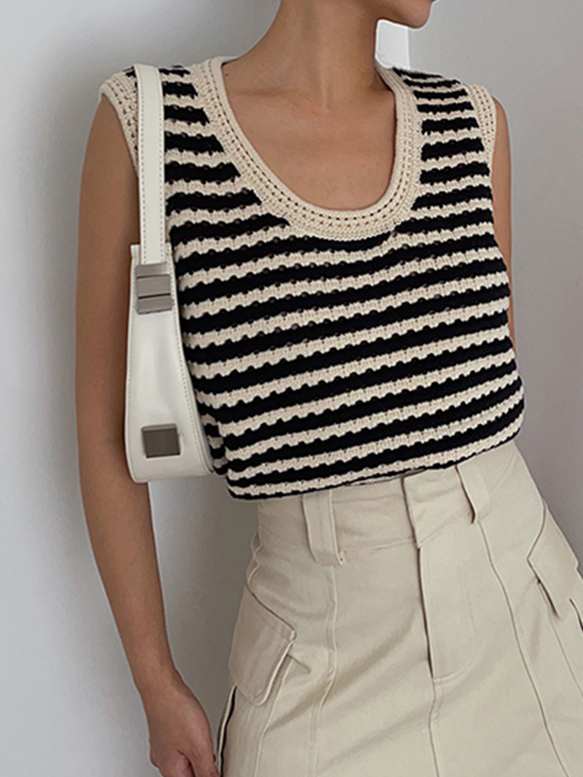 Stilla | Classy Stripe Hæklede Trøje Vest