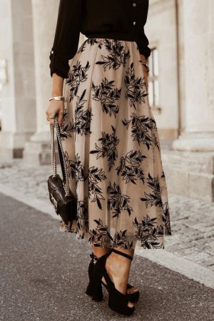 Stilla | Blade Broderet Høj Talje Maxi Skirt Online salg