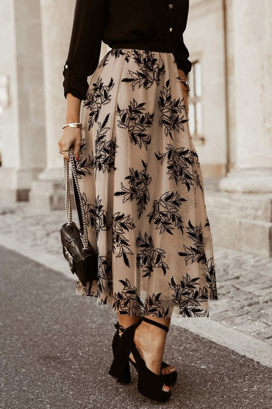 Stilla | Blade Broderet Høj Talje Maxi Skirt Online salg