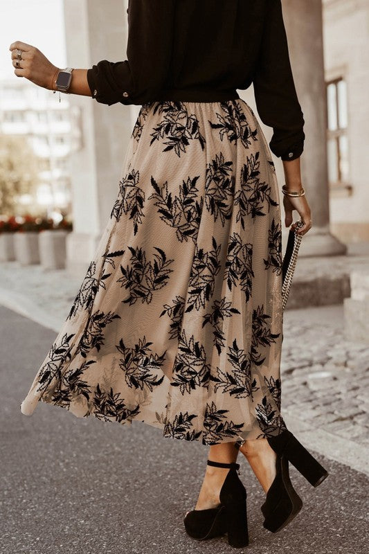 Stilla | Blade Broderet Høj Talje Maxi Skirt Online salg