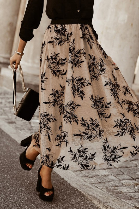 Stilla | Blade Broderet Høj Talje Maxi Skirt Online salg