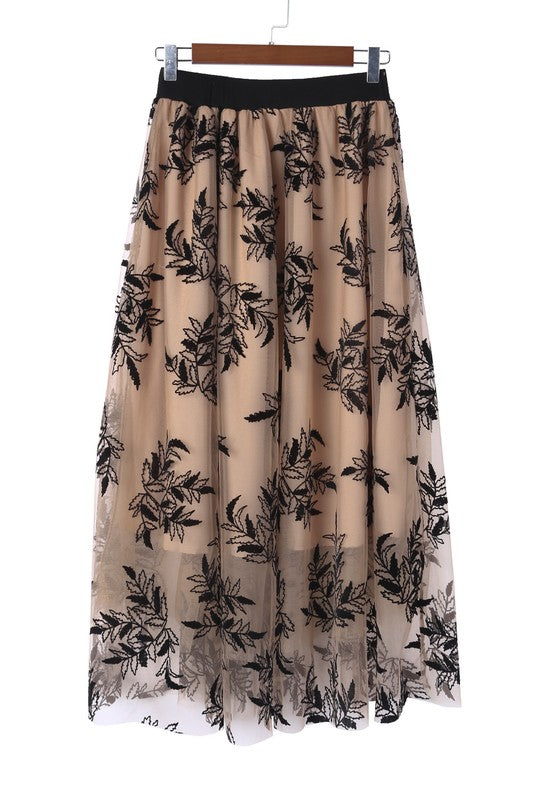 Stilla | Blade Broderet Høj Talje Maxi Skirt Online salg