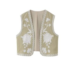 Stilla | Blomstret Gilet Dame Årgang Lys Gul