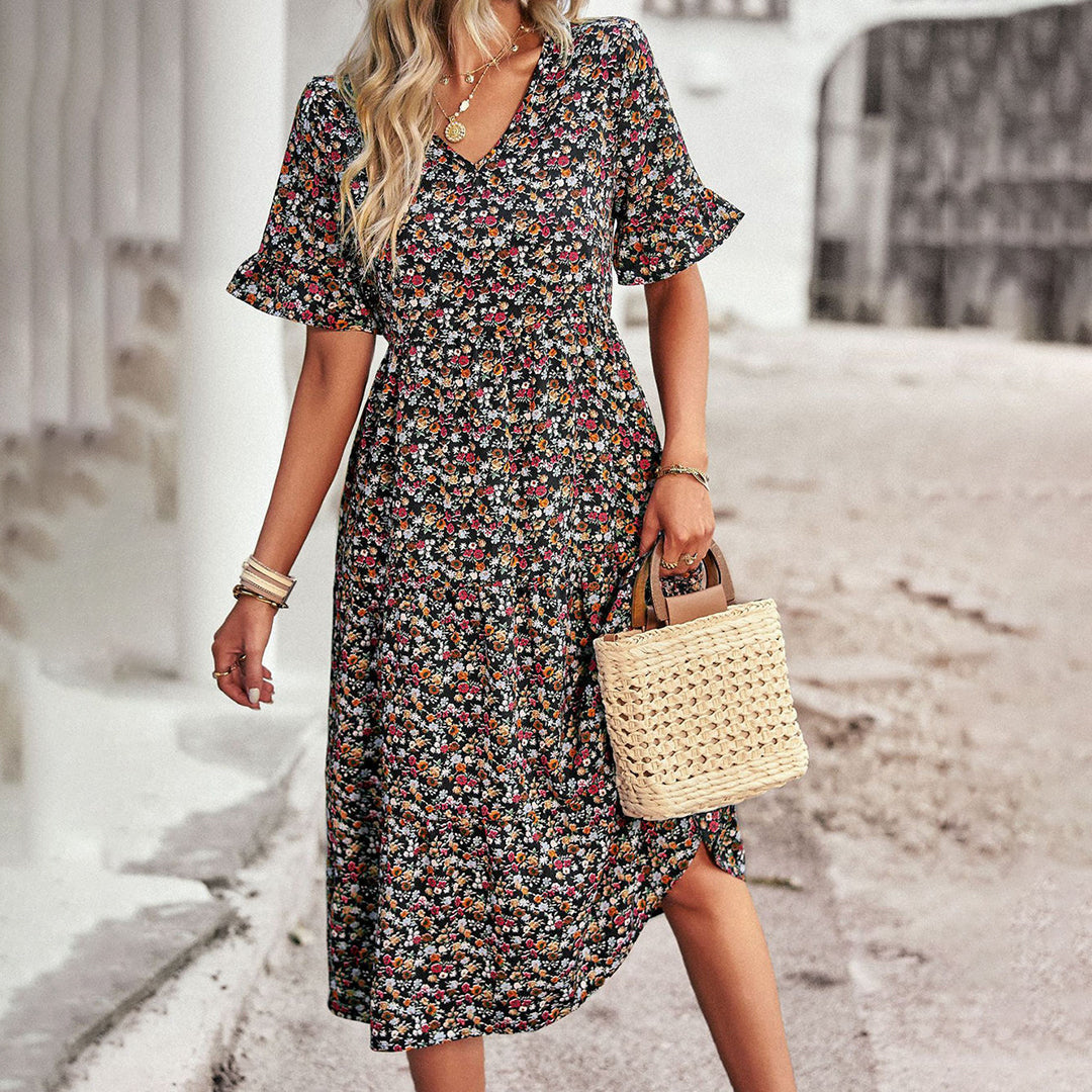 Stilla | Midi Kjole Med Blomster