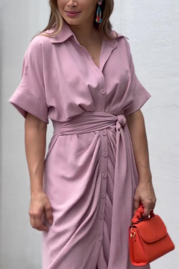 Stilla | Slips Front Knap Midi Skjorte Kjole