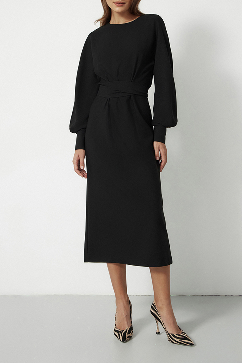 Stilla | Street Solid Patchwork O Hals Talje Nederdel Kjoler